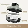 An exploded view of an air fryer, showing its internal components and features with labels. Produktbild-Vorschau