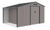 A garden shed with an open side for storage, shown against a white background. Produktbild-Vorschau