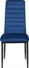 A front view of a blue velvet dining chair with black legs, set against a white background. Produktbild-Vorschau