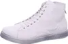 A white high-top sneaker with a silver sole is shown against a white background. Produktbild-Vorschau