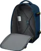 The inside of an open blue backpack is shown against a white background. Produktbild-Vorschau