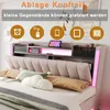 Polsterbett 160x200cm mit LED-Beleuchtung, USB-Steckdose Produktbild-Vorschau 4