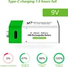 A 9V rechargeable battery with charging indicators. Produktbild-Vorschau