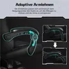 Close-up of a gaming chair armrest with diagrams illustrating its adaptive features. Produktbild-Vorschau
