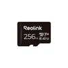 A black microSD card with white text and logos. Voir les images du produit