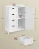 A white bathroom cabinet with dimensions and weight limits indicated by text and icons. Produktbild-Vorschau