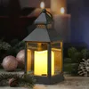 LED Laterne mit Kerze - warmweiß flackernde LED - H: 23cm - Batteriebetrieb - grau Produktbild-Vorschau