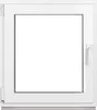 A white window frame with a clear glass pane, set against a white background. Podgląd zdjęcia produktu