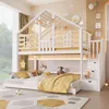 Merax Etagenbett 90x200 cm + 140x200 cm, Hausdesign Produktbild-Vorschau 3