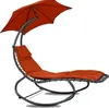 A single outdoor lounge chair with an umbrella, presented on a white background. Produktbild-Vorschau