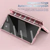A rose gold colored phone case with a magnetic hinge is shown in an open position, highlighting the magnetic suction design. Anteprima dell’immagine prodotto
