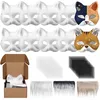 DIY Katzenmasken zum Bemalen, 10 Stück weiße Papiermasken Produktbild-Vorschau 1