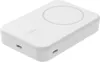 A white Belkin BoostCharge Pro power bank with a magnetic charging circle on top and two USB-C ports on the side. Voir les images du produit