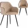 Two beige upholstered chairs with black metal legs are shown against a white background. The chair in the foreground is angled slightly to the left, while the chair in the background is positioned to the right and angled slightly to the right. Náhľad obrázku produktu