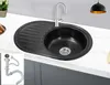 Preero-77x50x18, Küchenspüle schwarz Edelstahl 304, 0,8mm, Produktbild-Vorschau 1