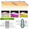 A collage of images showing a plant grow light and its remote control, with different lighting modes demonstrated on plants. Náhľad obrázku produktu