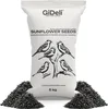 A bag of sunflower seeds for birds, with a drawing of birds on it and piles of seeds at the bottom. Anteprima dell’immagine prodotto
