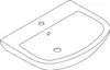 A line drawing of a white ceramic sink with three holes. Anteprima dell’immagine prodotto