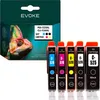 A box of EVOKE brand ink cartridges with a chameleon image on the box, and five ink cartridges displayed in front of the box. Anteprima dell’immagine prodotto