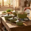 Hot Chef Topfset 10-teilig Granit-Optik Grün Antihaft Produktbild-Vorschau 4
