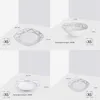 A collage of four images showing different sizes of plates and bowls with dimensions and capacity indicated. Produktbild-Vorschau