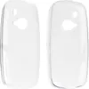 Two clear phone cases are shown side-by-side on a white background.