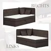 A collage of two images showing a corner bed from different angles, with text overlays. Náhled obrázku produktu