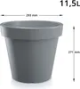A gray planter pot with dimensions indicated. Produktbild-Vorschau