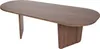 A brown oval coffee table with two pedestal legs, shown from a side angle against a white background. Produktbild-Vorschau