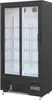 A commercial refrigerator with glass doors and shelves. Produktbild-Vorschau