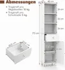 Hoher weißer Badezimmerschrank mit Regalen und Schublade Produktbild-Vorschau 2