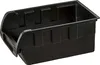 A black plastic storage bin is shown from a slightly elevated, diagonal angle against a white background. Produktbild-Vorschau