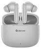 A pair of white wireless earbuds and their charging case are shown against a white background. Voir les images du produit