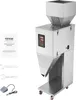 A stainless steel powder filling machine with a hopper, control panel, and dispensing chute, shown with accessories and a manual. Náhľad obrázku produktu