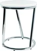 A white round stool with a chrome metal frame against a white background. Produktbild-Vorschau