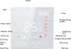 A diagram of a smart thermostat with labels pointing to different features and functions. Produktbild-Vorschau