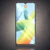 A smartphone with a colorful abstract wallpaper displayed on its screen, set against a dark, textured background. Produktbild-Vorschau