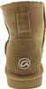 The back view of a brown boot with a logo on the heel. Voir les images du produit