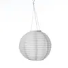 LED Solar Lampion - 1 warmweiße LED - H: 35cm - D: 40cm - Lichtsensor - weiß Produktbild-Vorschau