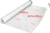 A roll of white underlayment material with red grid lines and branding, partially unrolled on a white surface. Produktbild-Vorschau