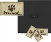 A collage of product labels and a close-up of a black textured material with a water droplet. Produktbild-Vorschau