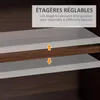 Close-up of adjustable shelves in a storage unit, with arrows indicating movement. Produktbild-Vorschau