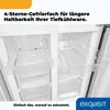 Interior view of a refrigerator's freezer compartment with clear drawers and shelves. Produktbild-Vorschau