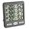 A digital thermometer and hygrometer displaying indoor and outdoor temperature and humidity readings. Produktbild-Vorschau
