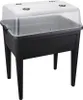 A black raised garden bed with a transparent lid, shown from a front-side angle on a white background. Náhled obrázku produktu