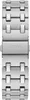 A close-up view of a silver watch band and clasp. Náhled obrázku produktu