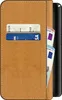 A book-style phone case with card slots and cash compartments, showing credit cards and euro banknotes. Produktbild-Vorschau