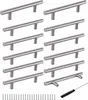 12 Stück Schrankgriffe Silber, Möbelgriffe 128mm Silberne T Produktbild-Vorschau 1