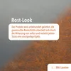 A textured background with a white text box describing a product's "Rost-Look" (rust look) feature. A logo is present in the bottom right corner. Produktbild-Vorschau