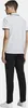 A person wearing a white polo shirt and black pants, shown from the back. Produktbild-Vorschau